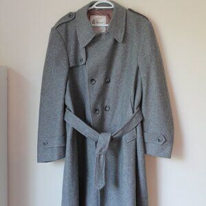 Vintage 70's London Fog Mens Wool Pea Coat Double Breasted Grey Size 46R
